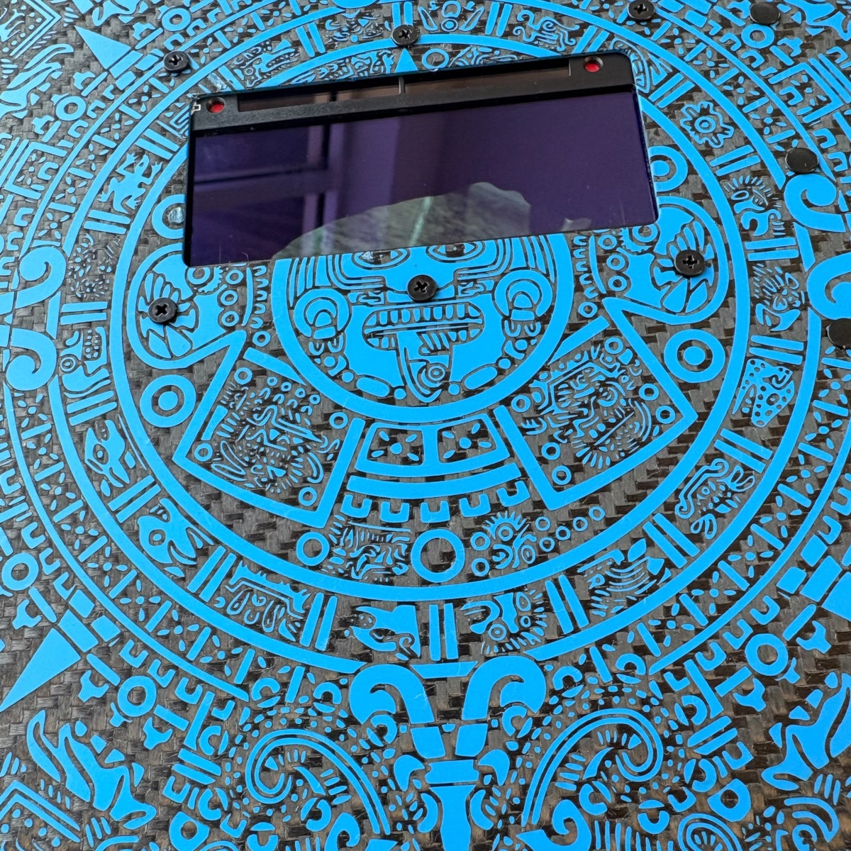 Blue Aztec Calendar Carbon Fiber Pancake photo 5